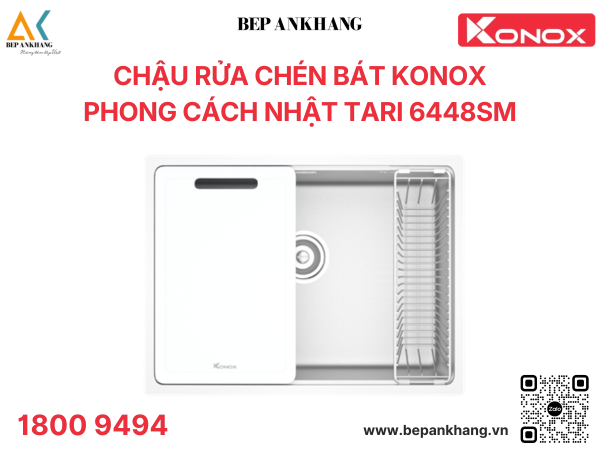 Chậu rửa chén bát 1 hố phong cách Nhật bề mặt mịn Tari 6448SM